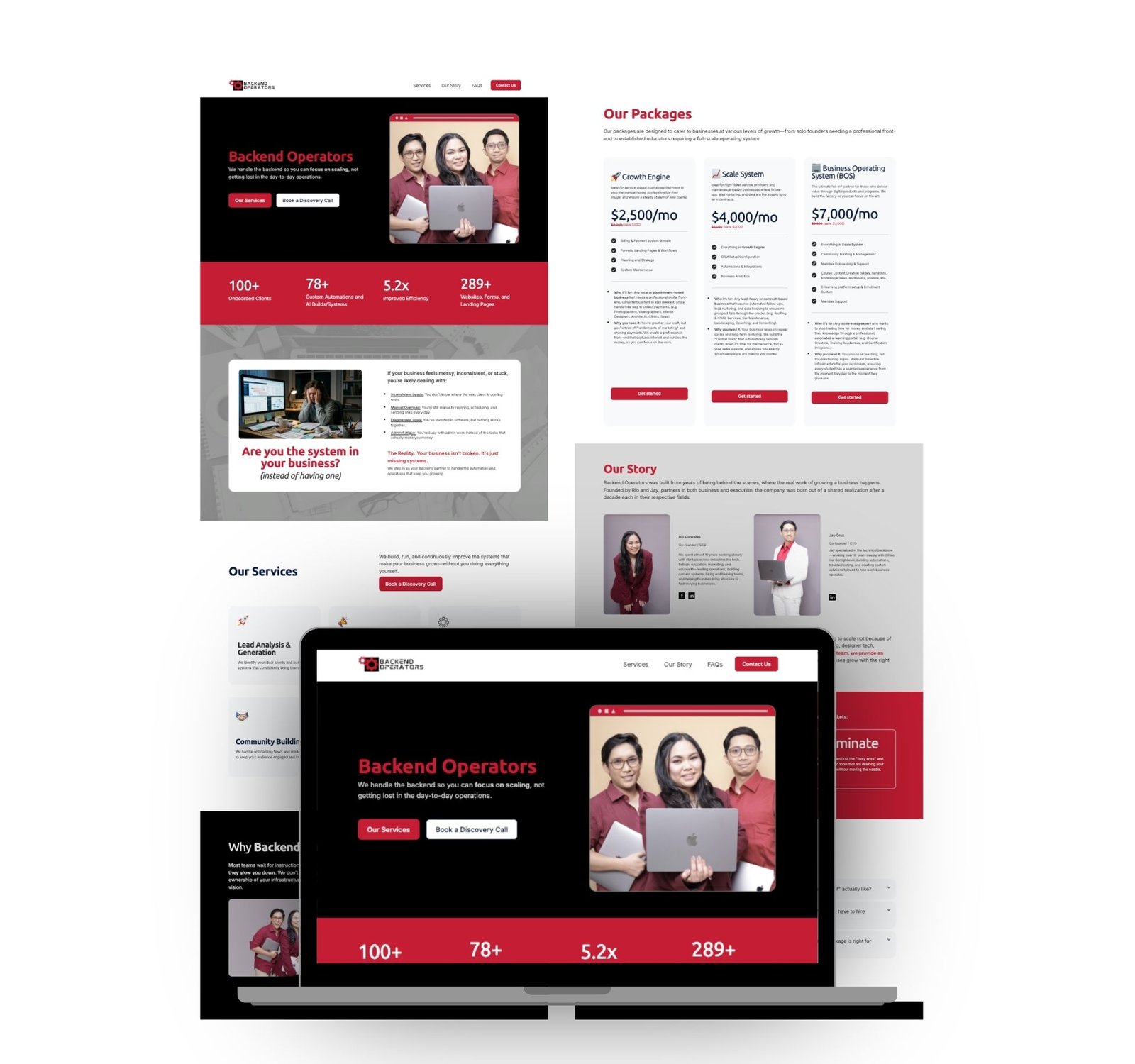 Backend Operators website design concept