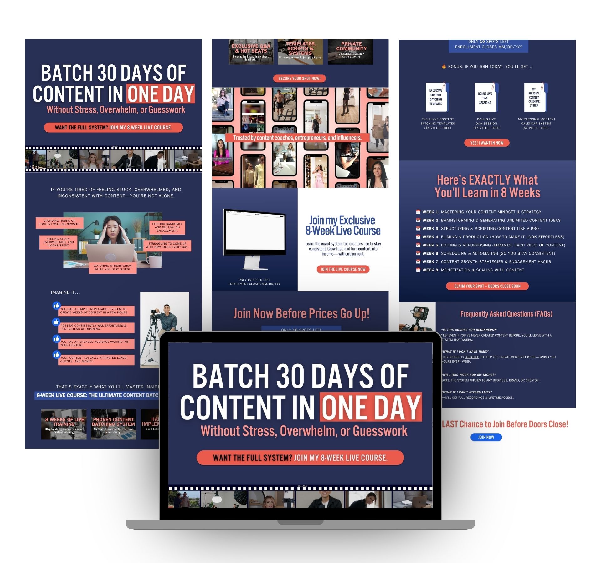 Content batching course funnel design