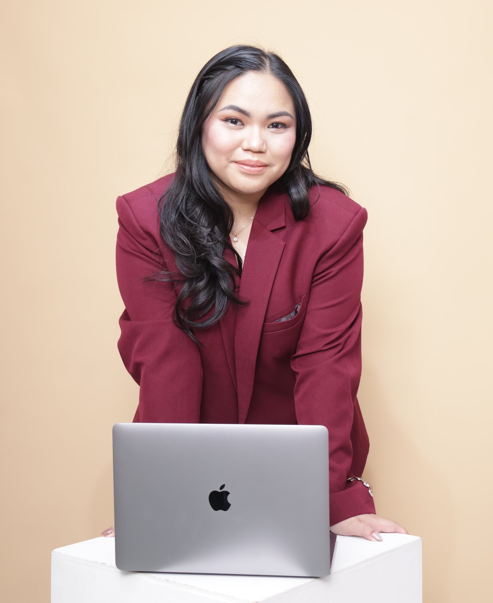 Rio Gonzales working at her laptop